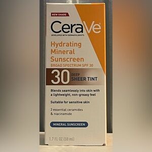 CeraVe Hydrating Mineral Sunscreen SPF 30 - Deep Sheer Tint (1.7 fl oz)